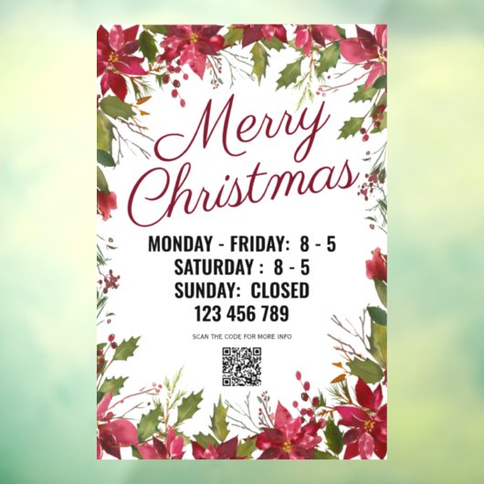 QRコード付きの休日シーズンの店舗の看板。 ウィンドウサイン (シート3)