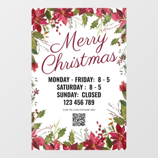 QRコード付きの休日シーズンの店舗の看板。 ウィンドウサイン (シート)