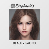 QRコード付きの美しい少女の美容院 ウィンドウサイン (シート)