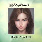 QRコード付きの美しい少女の美容院 ウィンドウサイン (シート3)