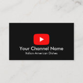 QRコード付きの黒いYouTube Vlogger チャンネルカード 名刺 (正面)