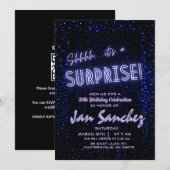 QRコード付きの黒と青のサプライズ招待状 招待状 (正面/裏面)