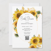 QRコード付きひまわりブーケの結婚前お披露目会 招待状 (正面)