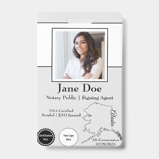 QRコード付きアラスカ公証人パブリックバッジの州 バッジ (Front)