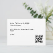 QRコード付きアートワーク展示ラベルテンプレート サンキューカード (スタンド正面)