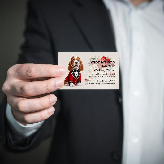 QRコード付きエレガントなウェディングドッグハンドラー 名刺