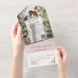 QRコード付きオールインワンフォト結婚式招待状 オールインワン招待状