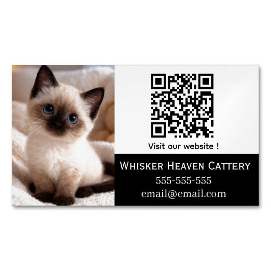 QRコード付きカスタムキャッテリー名刺マグネット マグネット名刺 (正面)
