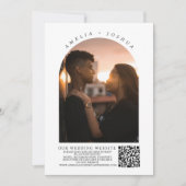 QRコード付きカリグラフィー写真アーチの招待状 招待状 (正面)