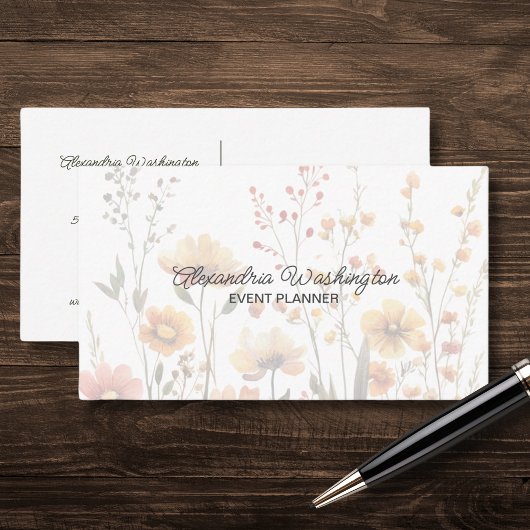 QRコード付きカントリー・ワイルドフラワー 名刺