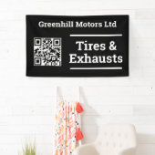 QRコード付きガレージ車両サービスデザイン 横断幕 (インサイチュ)