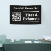 QRコード付きガレージ車両サービスデザイン 横断幕 (トレードショー)