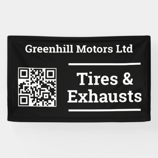 QRコード付きガレージ車両サービスデザイン 横断幕 (横)