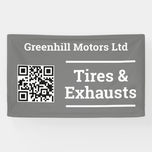 QRコード付きガレージ車両サービスデザイン 横断幕 (横)