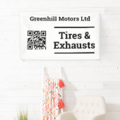 QRコード付きガレージ車両サービスデザイン 横断幕 (インサイチュ)