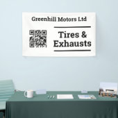 QRコード付きガレージ車両サービスデザイン 横断幕 (トレードショー)