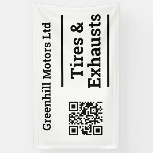QRコード付きガレージ車両サービスデザイン 横断幕 (縦)