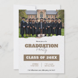 🎓QRコード付きクラス・イヤー写真付き卒業パーティー招待状 招待状
