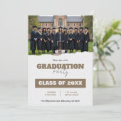 🎓QRコード付きクラス・イヤー写真付き卒業パーティー招待状 招待状 (スタンド正面)