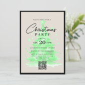 QRコード付きグリーンクリスマスツリーのクリスマスパーティー 招待状 (スタンド正面)