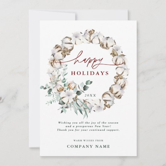 QRコード付きコットンフラワービジネスホリデーカード シーズンカード (正面)