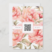 QRコード付きコテージコア赤面フローラブライダルシャワー 招待状 (裏面)