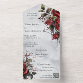 QRコード付きゴシックレッドローズ オールインワン招待状 (内側)