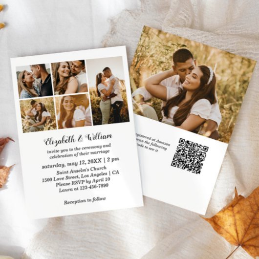 QRコード付きシンプルな結婚式招待状 招待状