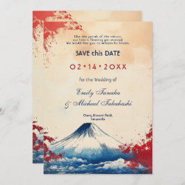 QRコード付きジャポネスク調和と富士 セーブザデート