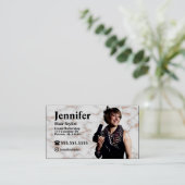 QRコード付きスタイリスト大理石フォト名刺 名刺 (スタンド正面)