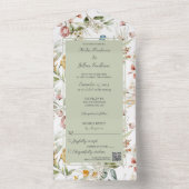 QRコード付きセージの水彩国フローラ オールインワン招待状 (内側)