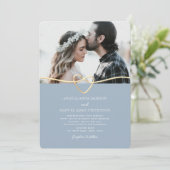 QRコード付きダスティブルーフォト結婚式招待状 招待状 (スタンド正面)