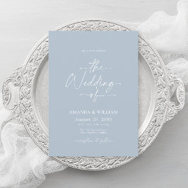 QRコード付きダスティブルー結婚式招待状 招待状