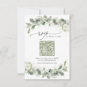 QRコード付きダスティージグリーンウェディングRSVPカード 出欠カード (正面)