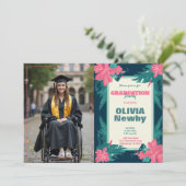 🎓QRコード付きトロピカルブルーム写真 招待状 (スタンド正面)