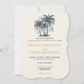 QRコード付きドリーミーブルービーチ結婚式招待状 招待状 (正面)