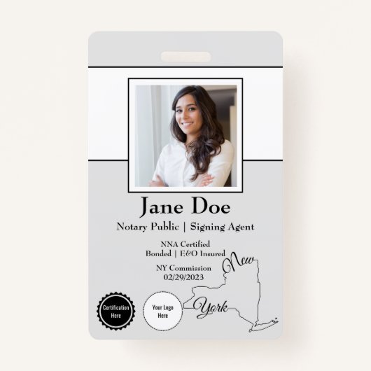 QRコード付きニューヨーク公証人公式バッジの州 バッジ (正面)