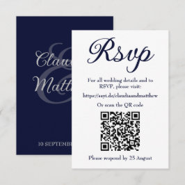 QRコード付きネイビーウェディングWebサイトRSVP 出欠カード