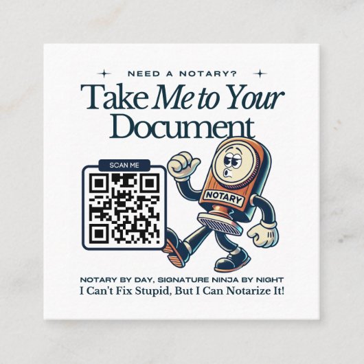 QRコード付きネバダ公証人おもしろいプロフェッショナル スクエア名刺 (正面)