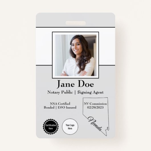 QRコード付きネバダ公証人パブリックバッジの州 バッジ (正面)