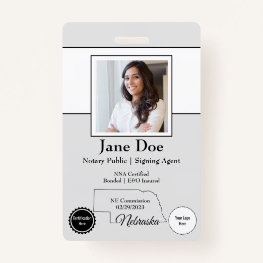 QRコード付きネブラスカ公証人公式バッジの州 バッジ (正面)