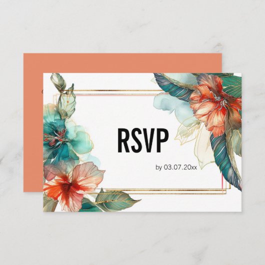 QRコード付きハイビスカスセレナーデパラダイス 出欠カード (正面/裏面)