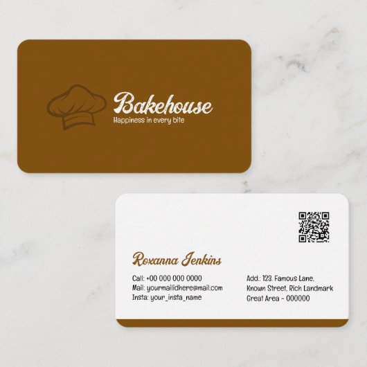 QRコード付きパン屋ビジネスカードテンプレート | DP7 名刺 (正面/裏面)