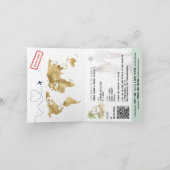 QRコード付きパームツリー パスポートスタイルの結婚式 招待状 (内部)