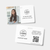 QRコード付きビジネスIDカード 現代的な写真付き従業員バッジ バッジ (正面&裏面)