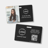 QRコード付きビジネスIDカード 現代的な写真付き従業員バッジ バッジ (正面&裏面)