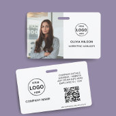 QRコード付きビジネスIDカード 現代的な写真付き従業員バッジ バッジ