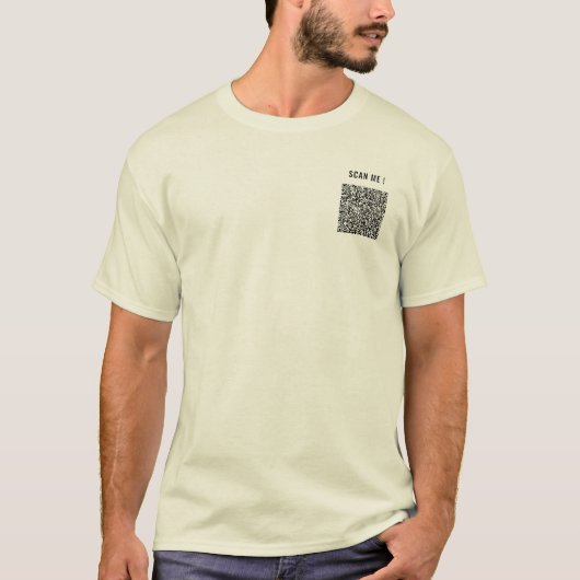 QRコード付きビジネスTシャツカスタムテキスト例 Tシャツ (正面)