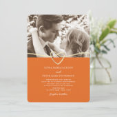 QRコード付きピンクとオレンジの結婚式招待状 招待状 (スタンド正面)