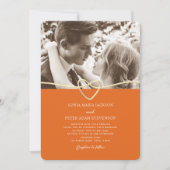 QRコード付きピンクとオレンジの結婚式招待状 招待状 (正面)